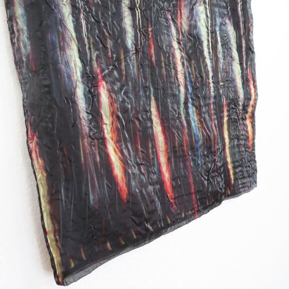 Vivienne Tam Womens 2 Iridescent Black Multicolor Crinkle Overlay Pencil Skirt - Picture 2 of 9